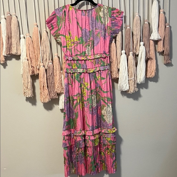 Anthropologie —Current Air Pink and Green Floral Midi Dress size xs NWT - Picture 2 of 2
